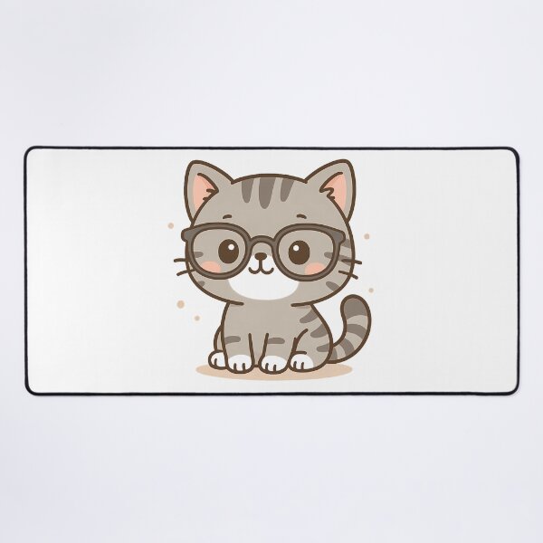 Item preview, kawaii kitten with glasses designed and sold by AlisonFlor.