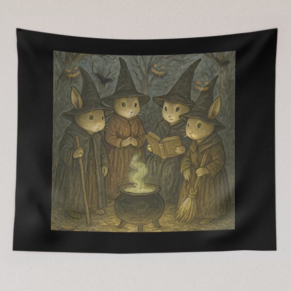 Item preview, Witch Bunny Coven – Halloween Forest Gathering designed and sold by Where Troubles Melt Like Lemon Drops.