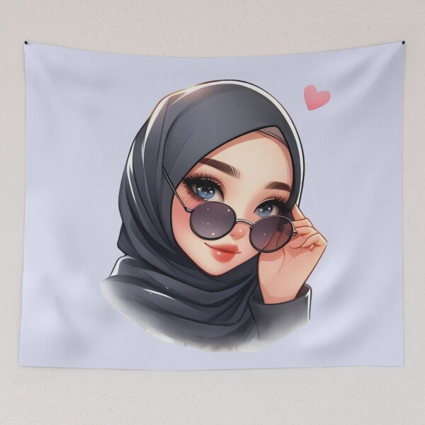 Item preview, Stylish Hijabi Girl – Digital Art Illustration designed and sold by Lulunza.