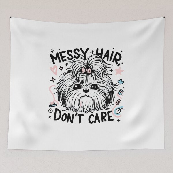 Item preview, Messy Hair, Don’t Care – Shih Tzu Aesthetic Pastel Dog Art designed and sold by dogslover22.