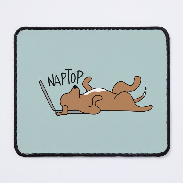 Item preview, dog napping on a laptop designed and sold by aziza-doodles.