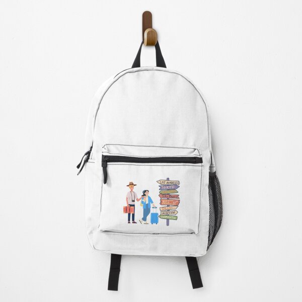Item preview, Adventurous Couple Travel Poster – City Signs & Global Destinations Illustration designed and sold by Pixelaire.