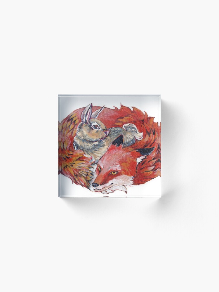 "Predator Prey Entangled - Fox and Rabbit" Acrylic Block for Sale by ...