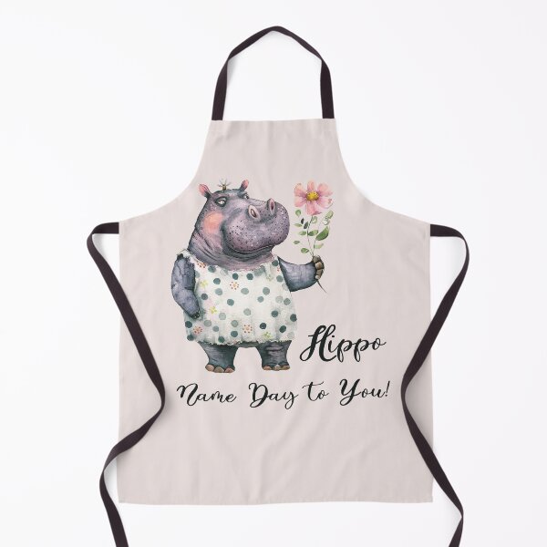 Item preview, Hippo Name Day to You with a Pink Flower designed and sold by EmeraldeaArt.