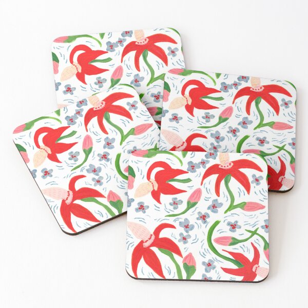 Item preview, Bold and bright hand painted funky flowers on white designed and sold by RRuffieuxStudio.
