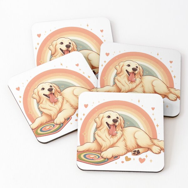 Item preview, Dog Enrichment Art – Golden Retriever with Lick Mat in Cozy Boho Style designed and sold by dogslover22.