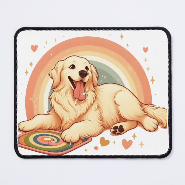 Item preview, Dog Enrichment Art – Golden Retriever with Lick Mat in Cozy Boho Style designed and sold by dogslover22.
