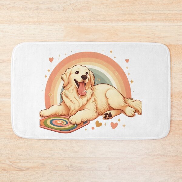 Item preview, Dog Enrichment Art – Golden Retriever with Lick Mat in Cozy Boho Style designed and sold by dogslover22.