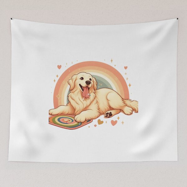 Item preview, Dog Enrichment Art – Golden Retriever with Lick Mat in Cozy Boho Style designed and sold by dogslover22.