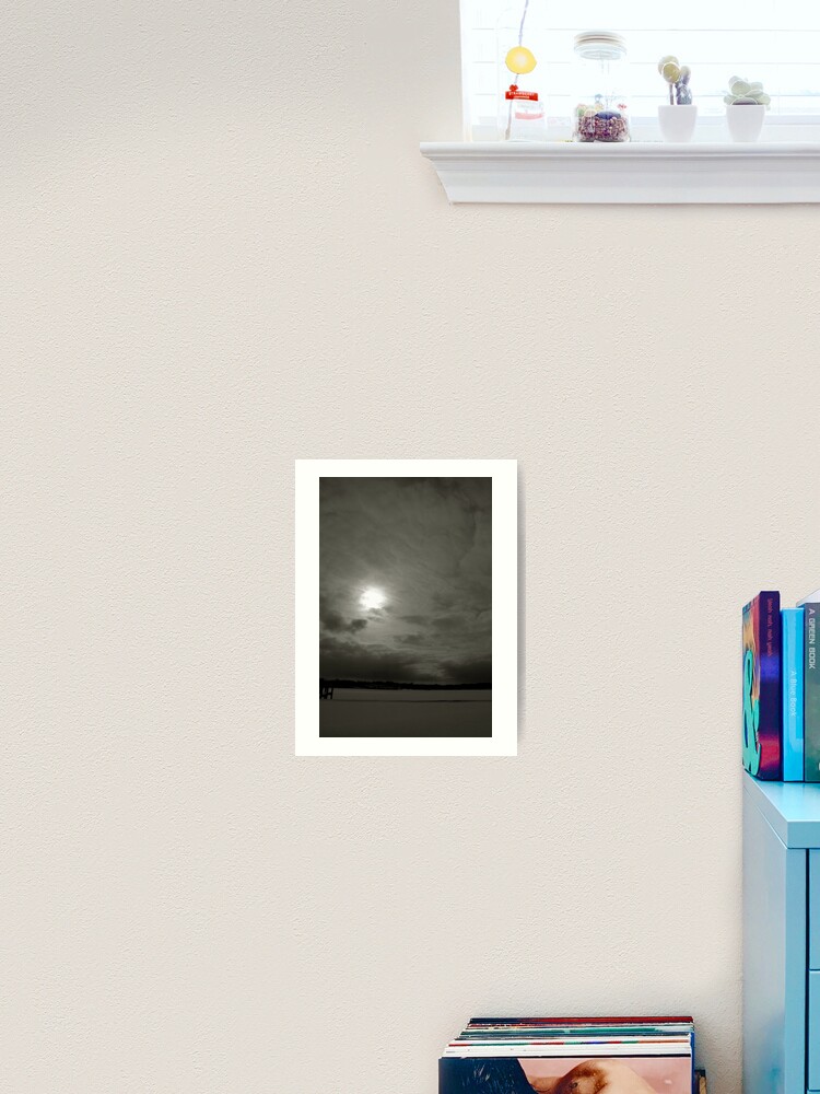 Thumbnail 1 of 3, Art Print, Winter Moon Over Michigan designed and sold by jdempsey.