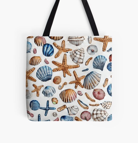 Item preview, Coastal Tote Bag with Seashell & Starfish Pattern 2 designed and sold by mouralab.