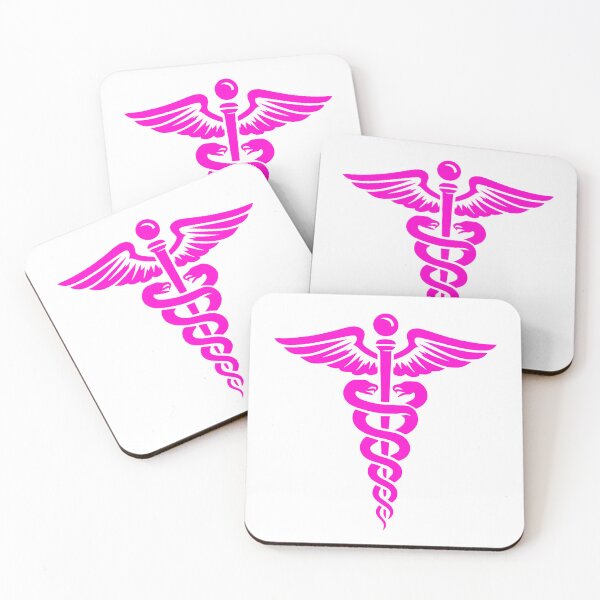 Item preview, Pink Minimal Caduceus Symbol – Medical Art with Snakes and Wings designed and sold by EmeraldeaArt.