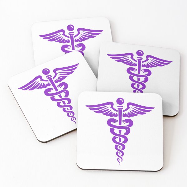 Item preview, Purple Minimal Caduceus Symbol – Medical Art with Snakes and Wings designed and sold by EmeraldeaArt.