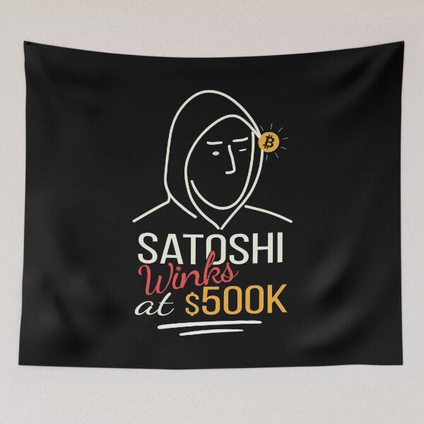 Item preview, Bitcoin $500K - Satoshi Winks to the Future designed and sold by FerminaDesigns.