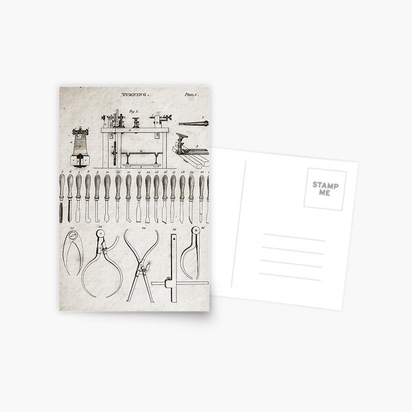 Item preview, Antique Wood Turning Lathe Mechanical Drawing, 1813 designed and sold by PrintsAntiqua.