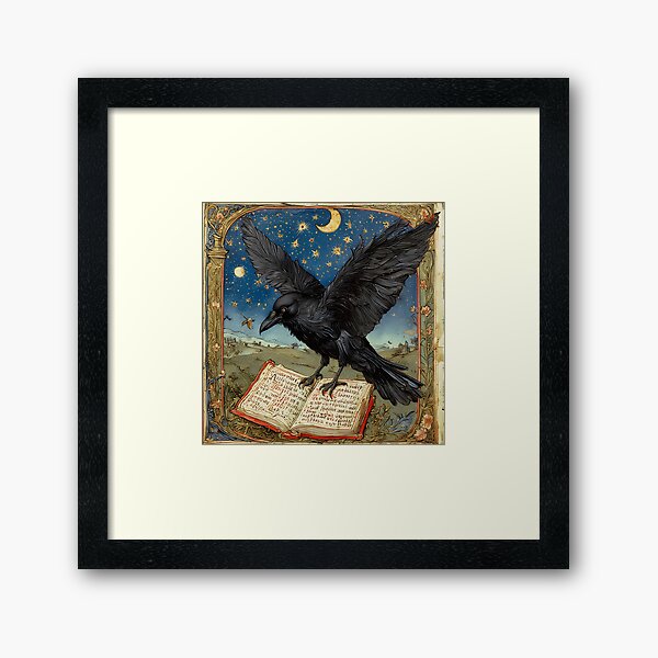 Aperçu de l'œuvre Le corbeau noir avec un livre ancien. créée et vendue par Natalia-Vlad.