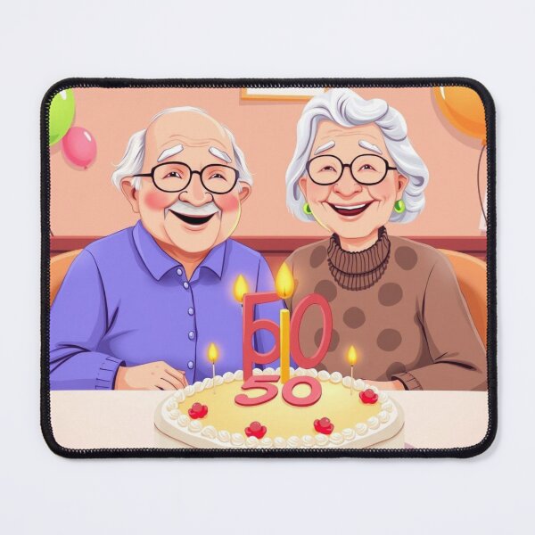 Item preview, 50 Ans d’Amour – Joyeuse Célébration d’un Couple Âgé. 50 Years of Love – Joyful Elderly Couple Anniversary Celebration designed and sold by Drawingshirts.