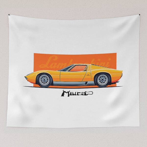 Item preview, Lambo Miura Yellow illustration designed and sold by blackdogshop.