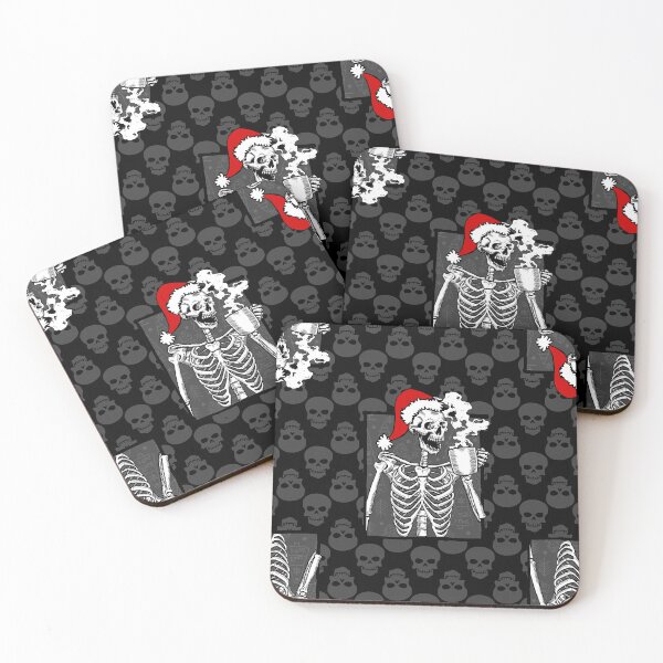 Item preview, goth black christmas skull coffee skeleton red designed and sold by Gossip Rag.