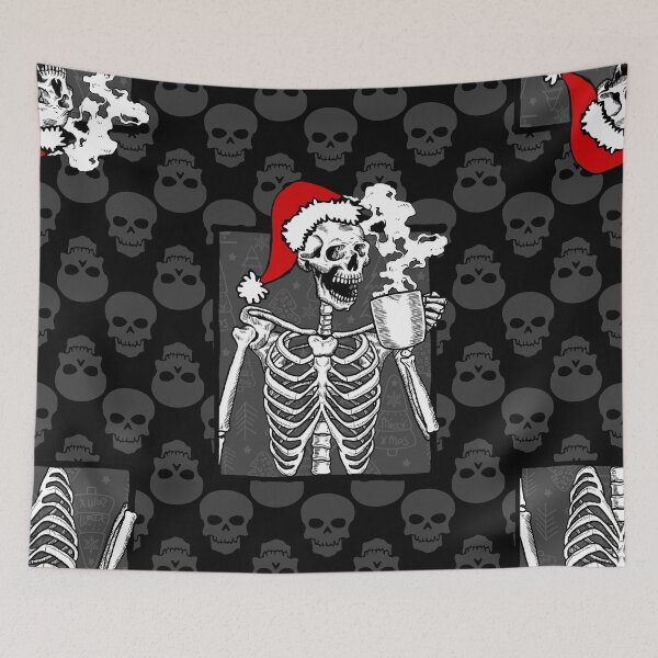 Item preview, goth black christmas skull coffee skeleton red designed and sold by Gossip Rag.
