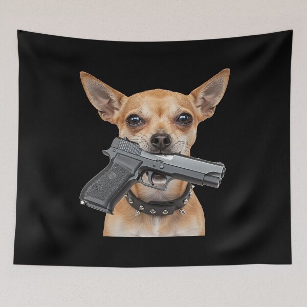 Item preview, Chihuahua with Gun designed and sold by TeeARTHY.