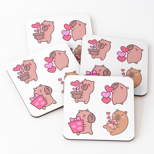 Item preview, Capybara Love Pack – Kawaii Capy Stickers designed and sold by L-Media.