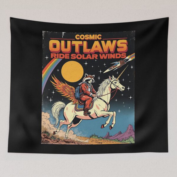Item preview, Retro Sci-Fi Cosmic Outlaws Raccoon Unicorn Graphic  designed and sold by Vintagenaut Co..