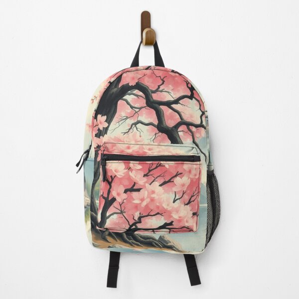 Item preview, Sakura Tree and Pagodas by Tranquil Mountain Lake in Japan designed and sold by Uniquely Yours.