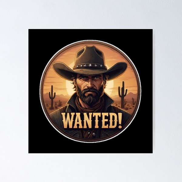 Item preview, Western fantasy portrait with a wanted man with a large "WANTED!". designed and sold by Giulivo Store Graphic.