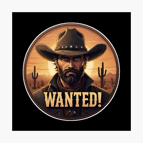 Item preview, Western fantasy portrait with a wanted man with a large "WANTED!". designed and sold by Giulivo Store Graphic.