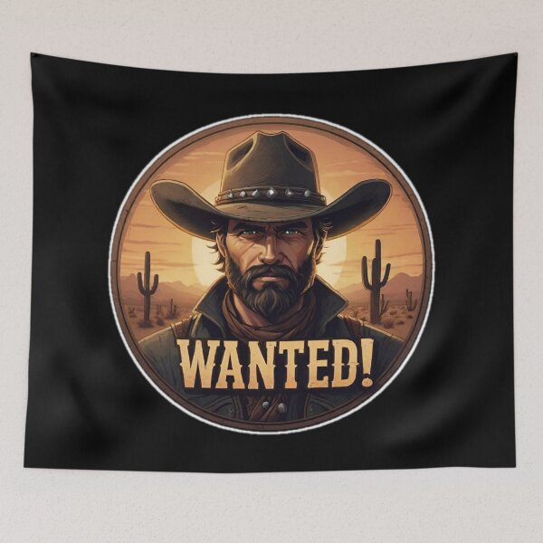 Item preview, Western fantasy portrait with a wanted man with a large "WANTED!". designed and sold by Giulivo Store Graphic.