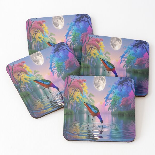 Item preview, Rainbow Forest Lake with Exotic Bird Double Moon designed and sold by Max Store.