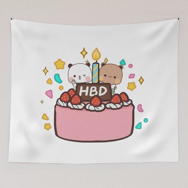 Item preview, Happy Birthday from DuDu Bear and BuBu Panda Bear And Brownie True Love  Couple Goma peach Sugar Valentine xmas designed and sold by BlueSkylineArts.