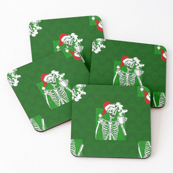 Item preview, goth green christmas skull coffee skeleton red designed and sold by Gossip Rag.