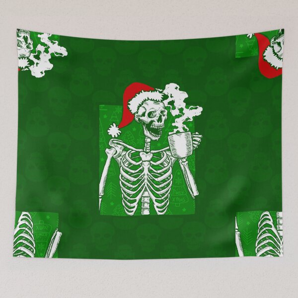 Item preview, goth green christmas skull coffee skeleton red designed and sold by Gossip Rag.