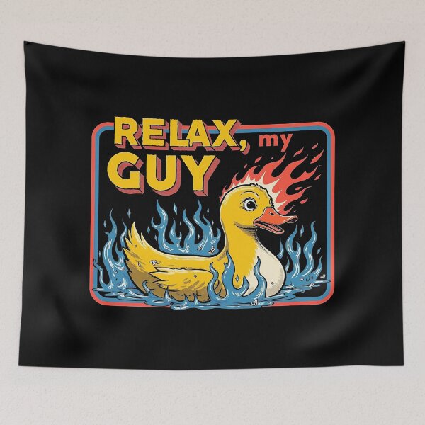 Item preview, Relax My Guy Burning Duck Funny Meme Existential Humor designed and sold by Vintagenaut Co..