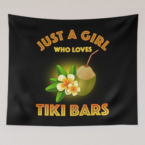 Artikelvorschau, Nur ein Mädchen, das Tiki-Bars liebt entworfen und verkauft von Cat Lady Designs.