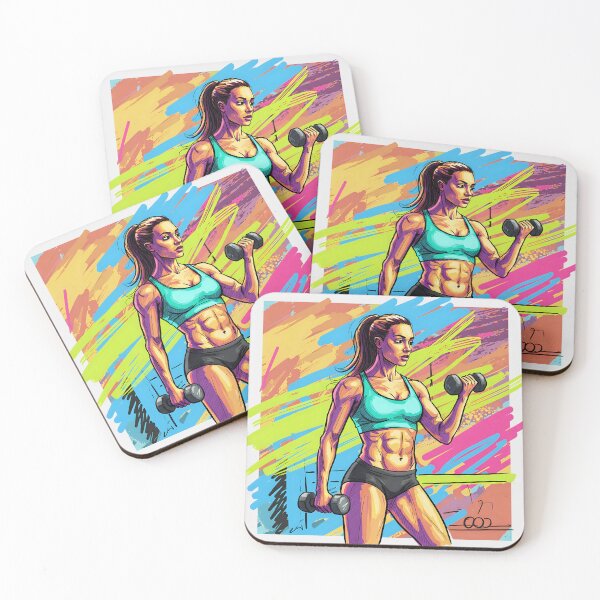 Item preview, Strong Fitness Woman Lifting Weights - Vibrant Artistic Style designed and sold by All-Shopping.