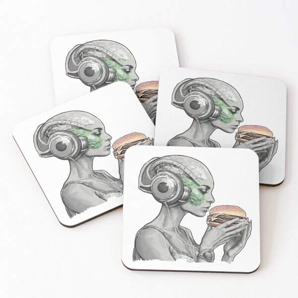 Item preview, Sexy Alien Girl Devours a Burger – Space Babe Junk Food Art designed and sold by FoxWink Inc.