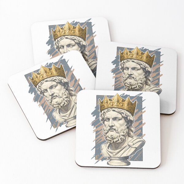Item preview, Ancient Greek King Statue Art – Royal Bust with Golden Crown Design designed and sold by -DEEWOLF-.