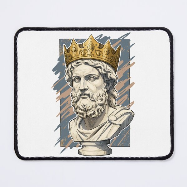 Item preview, Ancient Greek King Statue Art – Royal Bust with Golden Crown Design designed and sold by -DEEWOLF-.