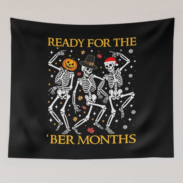 Item preview, Funny Dancing Skeletons Ready For the Ber Months Fall Autumn Season  designed and sold by Bad Kitty Designz.