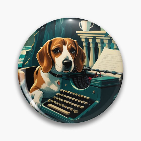 Item preview, Beagle Dog with glossy fur and a gentleman vintage typewriter designed and sold by mcinnesstore.