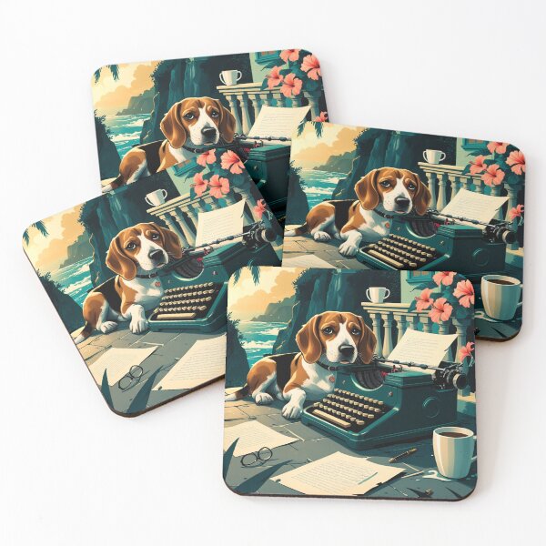 Item preview, Beagle Dog with glossy fur and a gentleman vintage typewriter designed and sold by mcinnesstore.