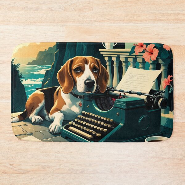 Item preview, Beagle Dog with glossy fur and a gentleman vintage typewriter designed and sold by mcinnesstore.