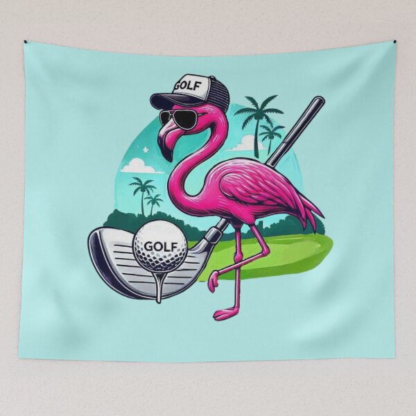 Item preview, Pink Golf Flamingo designed and sold by Myra365Art.