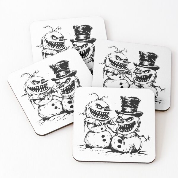 Item preview, Evil Snowmen Horror Christmas Design - Dark Holiday Line Art designed and sold by inkoutninja.