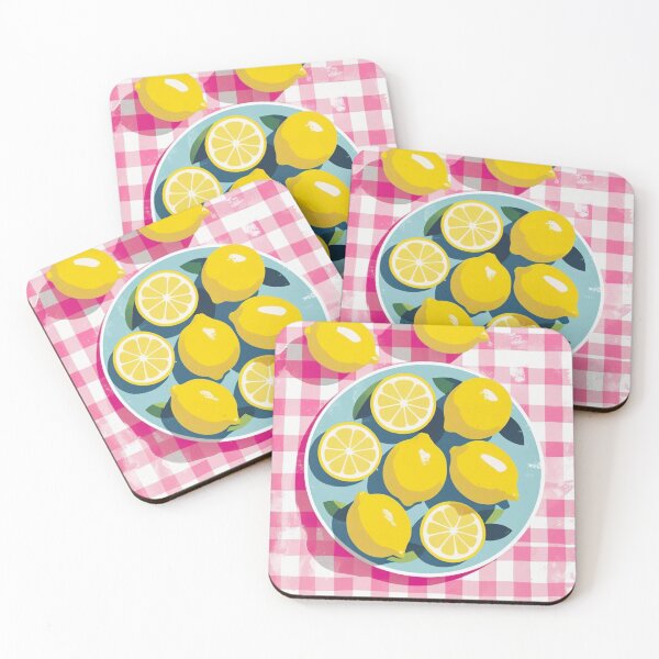 Item preview, Vintage Italian Botanical Lemon Gingham tablecloth designed and sold by ScorpioSunStudio.