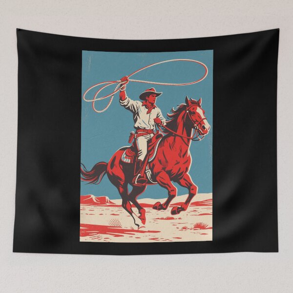 Item preview, Heroic Cowboy Galloping Through the West – Retro Hope Style designed and sold by HoopeStylee.