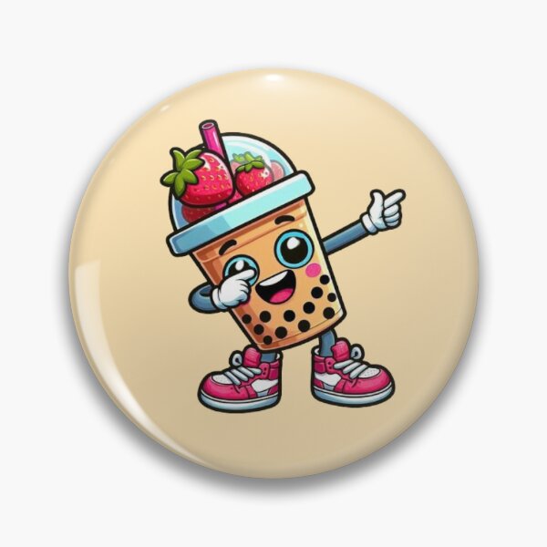 Item preview, Strawberry Boba Buddy – Kawaii Dabbing Bubble Tea Character designed and sold by Myra365Art.